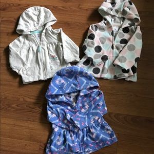 Set of Three Carter’s Zip Up Hoodies (9 months)